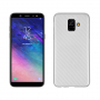 Carcasă din plastic cu textură carbon, pentru Samsung Galaxy A6 (2018) - argintiu