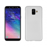 Carcasă din plastic cu textură carbon, pentru Samsung Galaxy A6 (2018) - argintiu