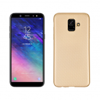 Carcasă din plastic cu textură carbon, pentru Samsung Galaxy A6 (2018) - auriu