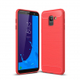 Carcasă din plastic cu textură șlefuită, pentru Samsung Galaxy J6 (2018) - roșu