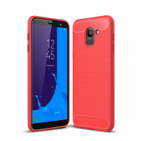 Carcasă din plastic cu textură șlefuită, pentru Samsung Galaxy J6 (2018) - roșu