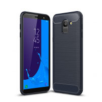 Carcasă din plastic cu textură șlefuită, pentru Samsung Galaxy J6 (2018) - albastru închis