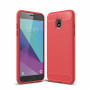 Carcasă din plastic cu textură șlefuită, pentru Samsung Galaxy J3 (2018) - roșu