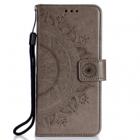 Husă flip cu imprimeu mandala pentru Samsung Galaxy A6 Plus (2018) - gri