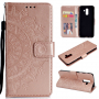 Husă flip cu imprimeu mandala pentru Samsung Galaxy A6 Plus (2018) - roz-auriu