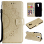 Husă flip cu imprimeu mandala pentru Samsung Galaxy A6 Plus (2018) - auriu