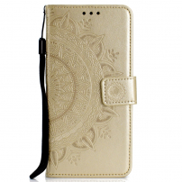 Husă flip cu imprimeu mandala pentru Samsung Galaxy A6 Plus (2018) - auriu