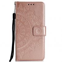 Husă flip cu imprimeu mandala pentru Samsung Galaxy A6 (2018) - roz-auriu