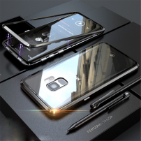 Carcasă cu ramă magnetică și sticlă durificată, pentru Samsung Galaxy S9 - negru