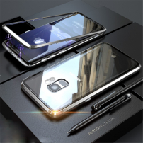 Carcasă cu ramă magnetică și sticlă durificată, pentru Samsung Galaxy S9 - argintiu