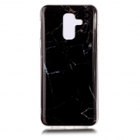Carcasă din plastic marmură, pentru Samsung Galaxy A6 Plus (2018) - negru