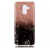 Carcasă din plastic marmură, pentru Samsung Galaxy A6 Plus (2018) - maro-negru