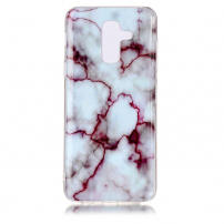 Carcasă din plastic marmură, pentru Samsung Galaxy A6 Plus (2018) - roșu