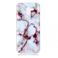 Carcasă din plastic marmură, pentru Samsung Galaxy J6 (2018) - roșu