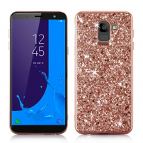 Carcasă sclipitoare din plastic, pentru Samsung Galaxy J6 (2018) - roz-auriu