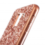 Carcasă sclipitoare din plastic, pentru Samsung Galaxy J6 (2018) - roz-auriu