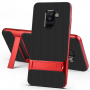 Carcasă Elegance, din plastic, cu stativ pentru Samsung Galaxy A6 Plus (2018) - roșu