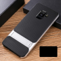 Carcasă Elegance, din plastic, cu stativ pentru Samsung Galaxy A6 (2018) - argintiu