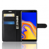Husă flip Litchi pentru Samsung Galaxy J4 Plus - negru