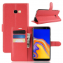Husă flip Litchi pentru Samsung Galaxy J4 Plus - roșu