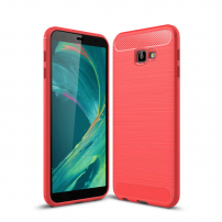 Carcasă din plastic cu textură șlefuită, pentru Samsung Galaxy J4 Plus - roșu