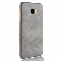 Husă Litchi Skin, din piele, pentru Samsung Galaxy J4 Plus - gri