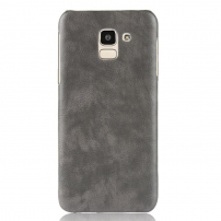 Husă Litchi, din piele, pentru Samsung Galaxy J6 (2018) - gri