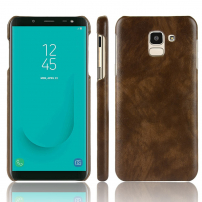 Husă Litchi, din piele, pentru Samsung Galaxy J6 (2018) - maro
