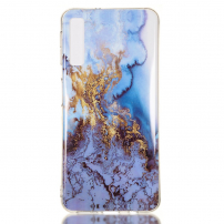 Carcasă din plastic marmură, pentru Samsung Galaxy A7 (2018) - albastru