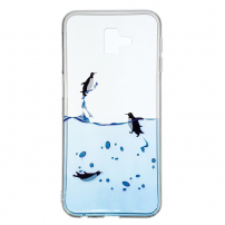 Carcasă din plastic pinguini, pentru Samsung Galaxy J6 Plus - transparent