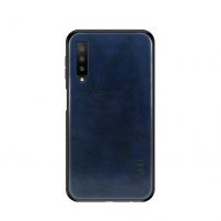 Husă Mofi, din piele, pentru Samsung Galaxy A7 (2018) - albastru închis