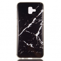 Carcasă din plastic marmură, pentru Samsung Galaxy J6 Plus - alb-negru