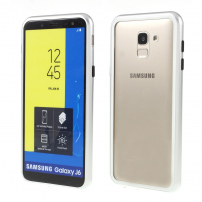 Carcasă cu ramă magnetică și sticlă durificată, pentru Samsung Galaxy J6 (2018) - argintiu