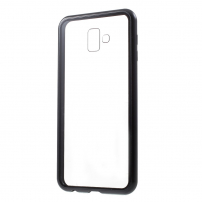 Carcasă cu ramă magnetică și sticlă durificată, pentru Samsung Galaxy J6 Plus - negru
