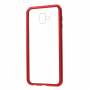 Carcasă cu ramă magnetică și sticlă durificată, pentru Samsung Galaxy J6 Plus - roșu