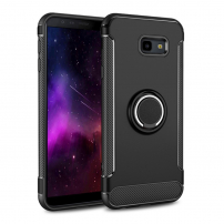 Carcasă cu textură șlefuită și suport pentru Samsung Galaxy J4 Plus - negru