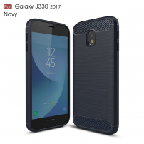Carcasă din plastic cu textură șlefuită, pentru Samsung Galaxy J3 (2017) - albastru închis
