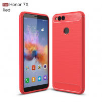 Carcasă rezistentă cu textură șlefuită, pentru Honor 7X - roșu