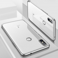 Carcasă Cafele, din plastic transparent cu ramă, pentru Xiaomi Mi 8 - argintiu