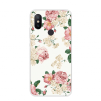 Husă de protecție, din plastic, flori roz, pentru Xiaomi Mi A2 - alb