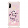 Carcasă de protecție Never stop dreaming, cu paiete plutind, pentru Xiaomi Mi A2 Lite - transparent