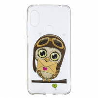 Carcasă moale de protecție bufniță cu scrisoare pentru Xiaomi Redmi Note 6 Pro - transparent