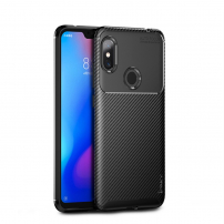 Carcasă de protecție Ipaky, moale, cu textură de fibre de carbon, pentru Xiaomi Redmi Note 6 Pro - negru