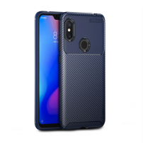 Carcasă de protecție Ipaky, moale, cu textură de fibre de carbon, pentru Xiaomi Redmi Note 6 Pro - albastru