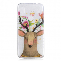 Carcasă din plastic cerb cu flori, pentru Xiaomi Redmi Note 6 Pro - transparent