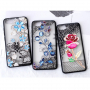 Carcasă se model broderie și trandafir, pentru Xiaomi Redmi 6 - roz