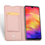 Husă din piele Dux Ducis, cu buzunar de carduri, pentru Xiaomi Redmi Note 7 - roz-auriu