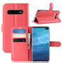 Husă flip cu textură de piele, pentru Samsung Galaxy S10 Plus - roșu
