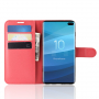 Husă flip cu textură de piele, pentru Samsung Galaxy S10 Plus - roșu