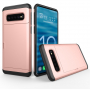 Carcasă din plastic cu compartiment de card, pentru Samsung Galaxy S10 Plus - roz-auriu